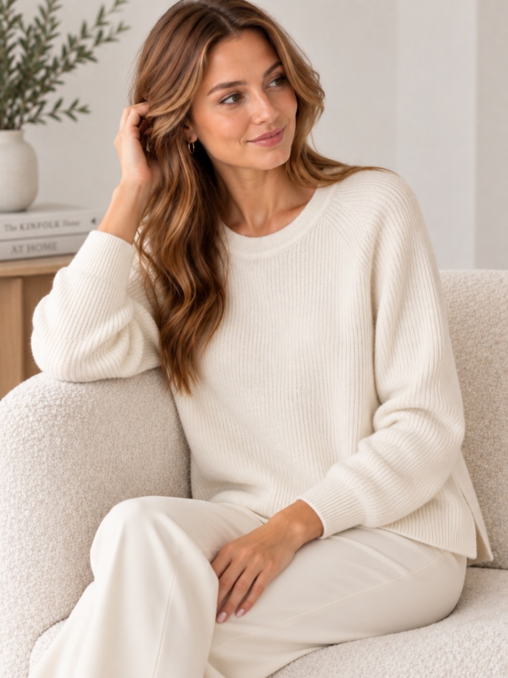 ***NEW*** Rachel Zoe 100% 2-ply Cashmere Sweater, Ivory/Cream, Size XL